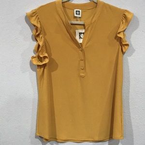 Anne Klein Women’s Sleeveless Blouse Size L Mustard color